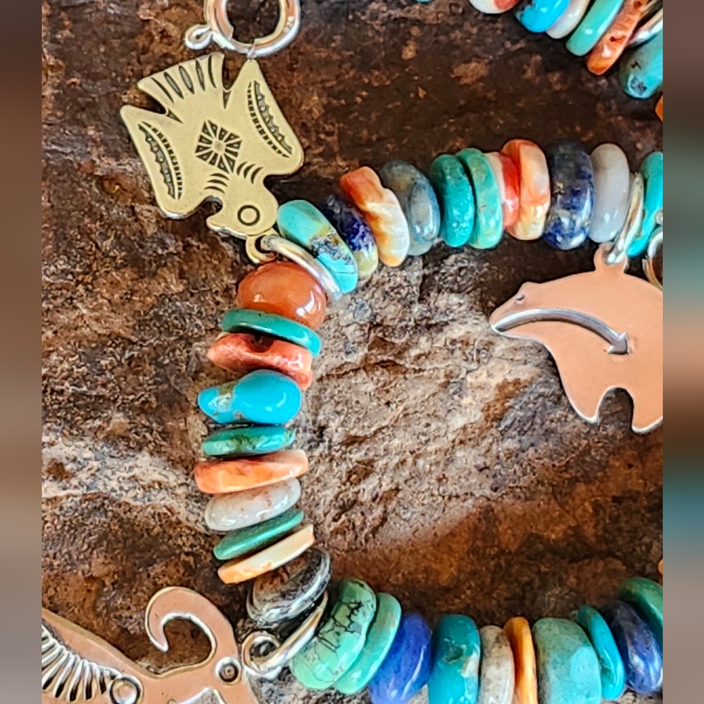 Sterling Silver Multi Gemstone Charm Bracelet - image 6